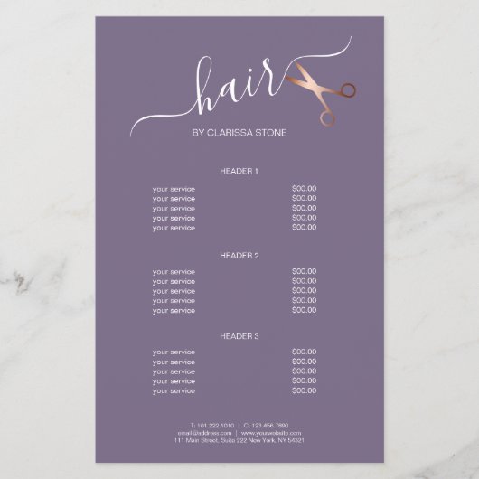 Elegante moderne roze gouden schaar kapper flyer (Voorkant)