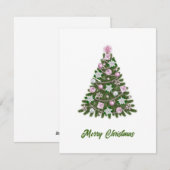 Elegante moderne roze kerstboom niet foto feestdagenkaart (Voorkant / Achterkant)