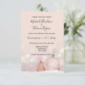 elegante moderne roze kerstsieraden bruiloft kaart (Staand voorkant)