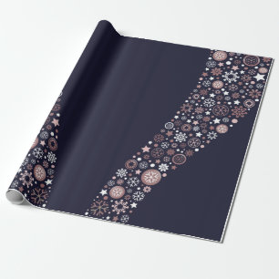 Elegante moderne roze metalen sneeuwvlok cadeaupapier