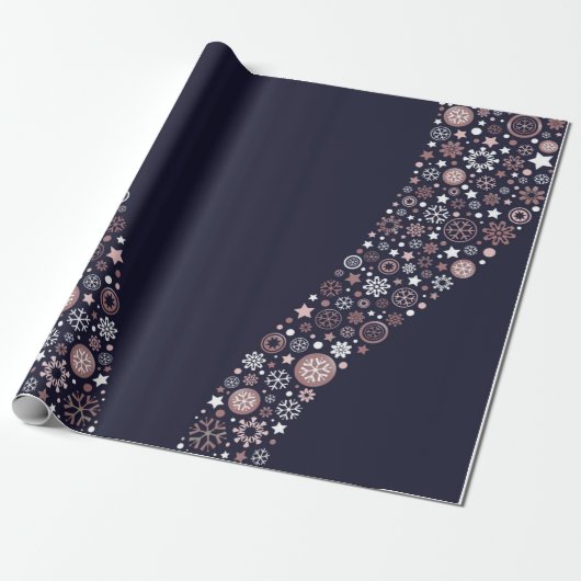 Elegante moderne roze metalen sneeuwvlok cadeaupapier (Uitgerold)
