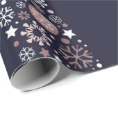 Elegante moderne roze metalen sneeuwvlok cadeaupapier (Rol Hoek)