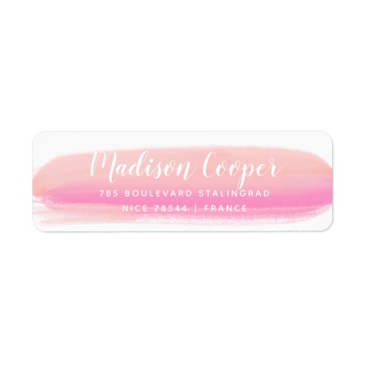 Elegante moderne roze penseelstreek etiket (Voorkant)