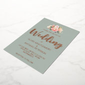 Elegante moderne roze pioen licht salie bruiloft folie uitnodiging (Gedraaid)