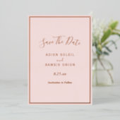 Elegante moderne roze roze gouden save-the-date ka folie uitnodiging (Staand Voorkant)
