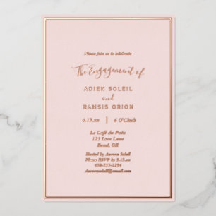 Elegante moderne roze roze gouden verlovingsfeest folie uitnodiging