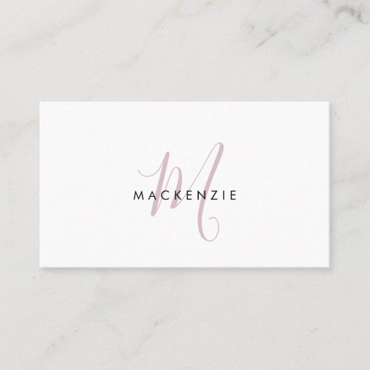 Elegante moderne roze script monogram QR-code Visitekaartje (Voorkant)