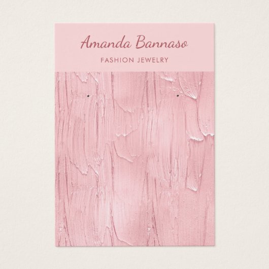 Elegante moderne roze sieraden oorbel display kaar visitekaartje (Voorkant)