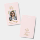 Elegante moderne roze simple werknemers-ID Badge (Voor- en achterkant)