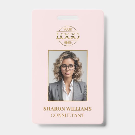 Elegante moderne roze simple werknemers-ID Badge (Voorzijde)
