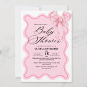 Elegante moderne roze strik baby shower kaart (Voorkant)