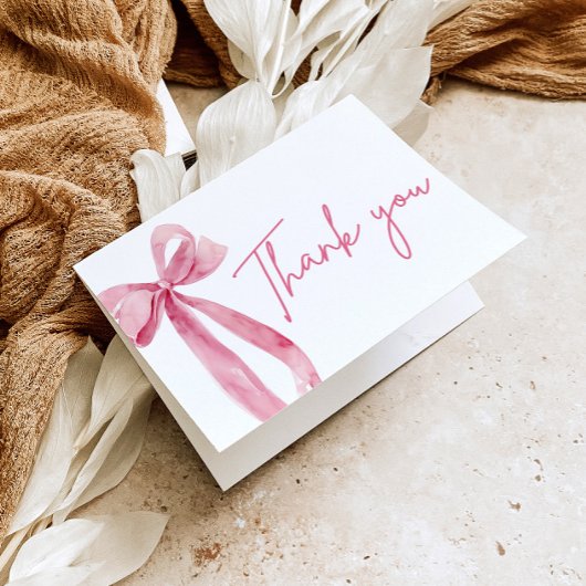 Elegante moderne roze strik zij knoopt de knoop bedankkaart