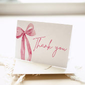 Elegante moderne roze strik zij sluit de knoop bedankkaart