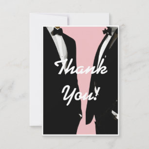 Elegante moderne roze trouwerij voor homoseksuele bedankkaart