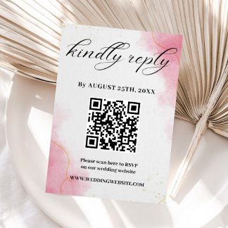 Elegante moderne roze waterverf bruiloft RSVP kaar Informatiekaartje