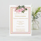 ELEGANTE MODERNE ROZE WIT GOUD FLORALE TROUW KAART (Staand voorkant)