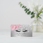 Elegante moderne roze zilverwimpers visitekaartje (Staand voorkant)