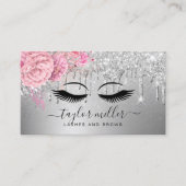 Elegante moderne roze zilverwimpers visitekaartje (Voorkant)