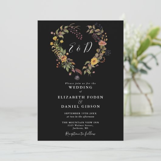 Elegante moderne rustieke bloemen QR code bruiloft Kaart (Staand voorkant)