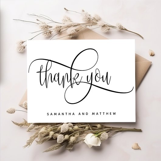 Elegante moderne rustieke, dank u, Kraft bruiloft Bedankkaart