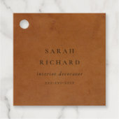 Elegante moderne rustieke tan lederen textuur bedr bedankjes labels (Voorkant)