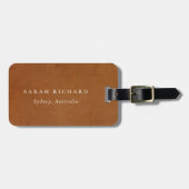 Elegante moderne rustieke tan lederen textuur op m bagagelabel (Voorkant horizontaal)