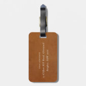Elegante moderne rustieke tan lederen textuur op m bagagelabel (Achterkant verticaal)