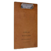 Elegante moderne rustieke tan lederen textuur op m klembord (Rechts)