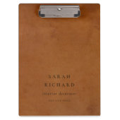 Elegante moderne rustieke tan lederen textuur op m klembord (Voorkant)