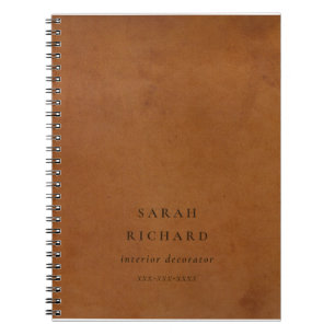 Elegante moderne rustieke tan lederen textuur op m notitieboek