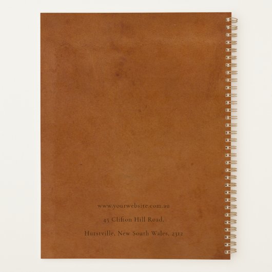 Elegante moderne rustieke tan lederen textuur op m planner (Achterkant)