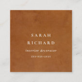 Elegante moderne rustieke tan lederen textuur op m vierkante visitekaartje (Voorkant)