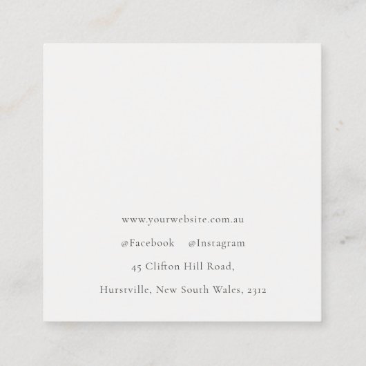 Elegante moderne rustieke tan lederen textuur op m vierkante visitekaartje (Achterkant)