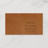 Elegante moderne rustieke tan lederen textuur op m visitekaartje (Voorkant)