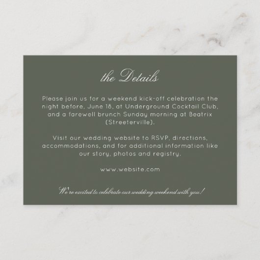 Elegante moderne rustieke wilde bloem bruiloft det informatiekaartje (Voorkant)