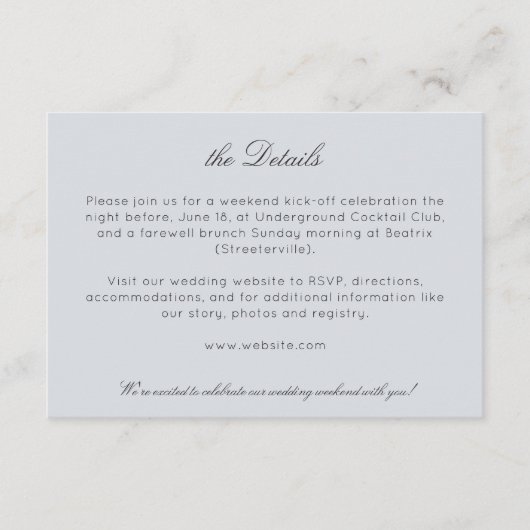 Elegante moderne rustieke wilde bloem bruiloft det informatiekaartje (Voorkant)