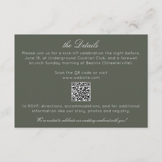 Elegante moderne rustieke wilde bloem bruiloft det informatiekaartje (Voorkant)