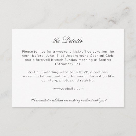 Elegante moderne rustieke wilde bloem bruiloft det informatiekaartje (Voorkant)