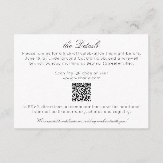 Elegante moderne rustieke wilde bloem bruiloft det informatiekaartje (Voorkant)