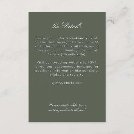 Elegante moderne rustieke wilde bloem bruiloft det informatiekaartje (Voorkant)