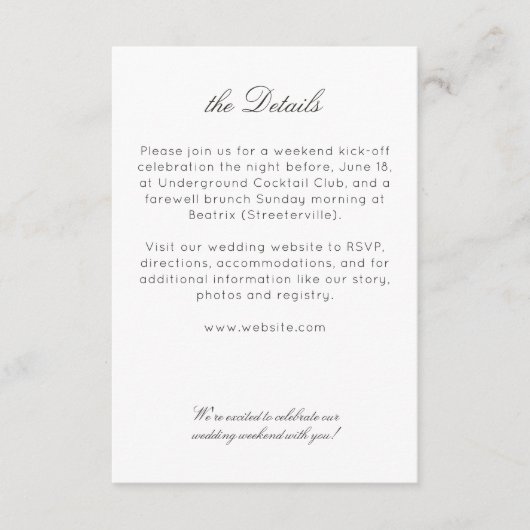 Elegante moderne rustieke wilde bloem bruiloft det informatiekaartje (Voorkant)