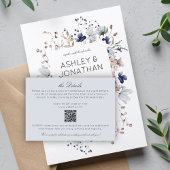 Elegante moderne rustieke wilde bloem bruiloft det informatiekaartje