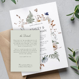 Elegante moderne rustieke wilde bloem bruiloft det informatiekaartje