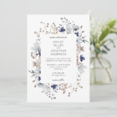 Elegante moderne rustieke Wildflower bruiloft Kaart (Staand voorkant)