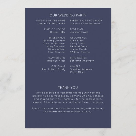 Elegante moderne rustieke Wildflower bruiloft Programmakaart (Achterkant)