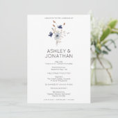 Elegante moderne rustieke Wildflower bruiloft Programmakaart (Staand voorkant)