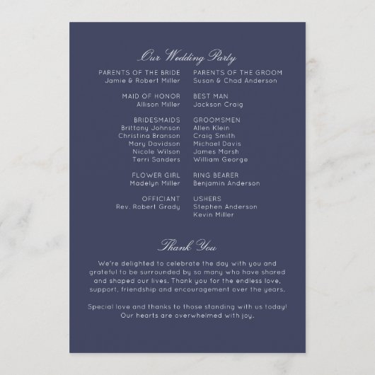 Elegante moderne rustieke Wildflower bruiloft Programmakaart (Achterkant)