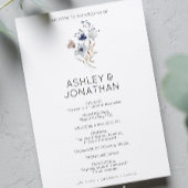 Elegante moderne rustieke Wildflower bruiloft Programmakaart