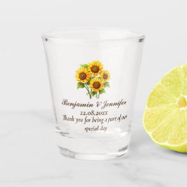 Elegante moderne rustieke zonnebloem bruiloft guns shot glas