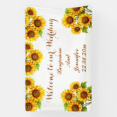 Elegante moderne rustieke zonnebloem bruiloft spandoek (Verticaal)